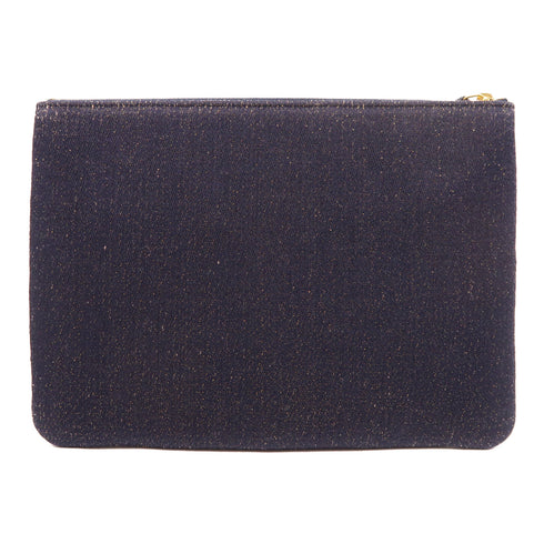 CHANEL CC GHW Clutch A81980 Canvas Navy/Gold