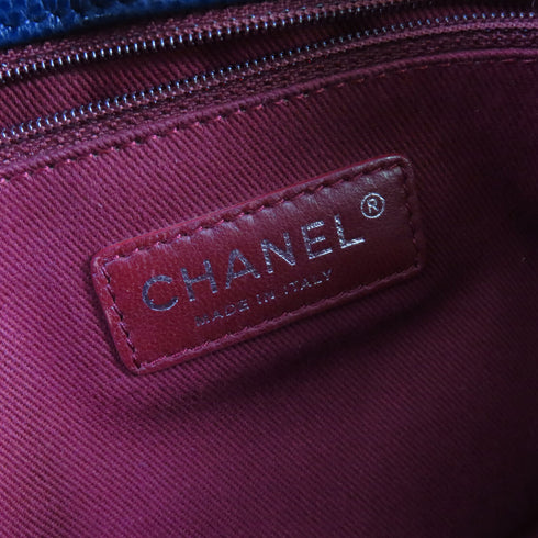 CHANEL Quilted SHW CC Chain Shoulder Bag Calfskin Leather Navy