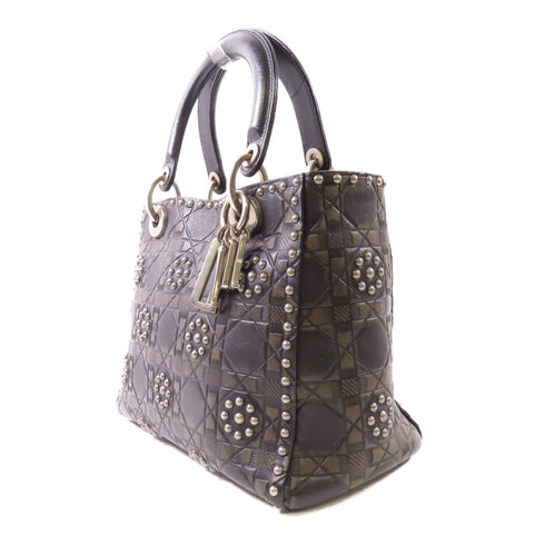 Christian Dior CD SHW Lady DiorSHW 2Way Shoulder Bag Calfskin Leather Black