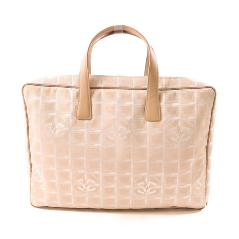 CHANEL CC GHW Travel Laptop Bag Nylon Beige