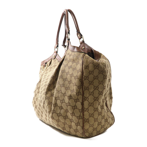 GUCCI GG GHW Sukey Hobo Shoulder Bag 211943 Canvas Brown v1
