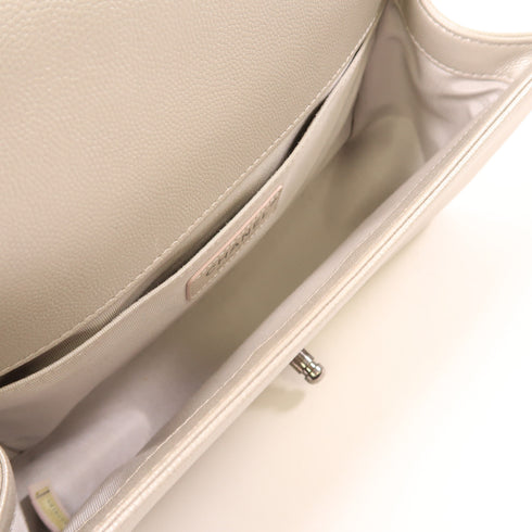 CHANEL CC SHW Boy 25 Chain Shoulder Bag 67086 Calfskin Leather Silver