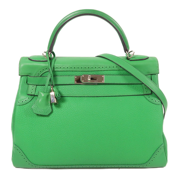 HERMES PHW Kelly 32 Ghillies 2 Way Bag Swift Leather/Clemence Leather Bambou