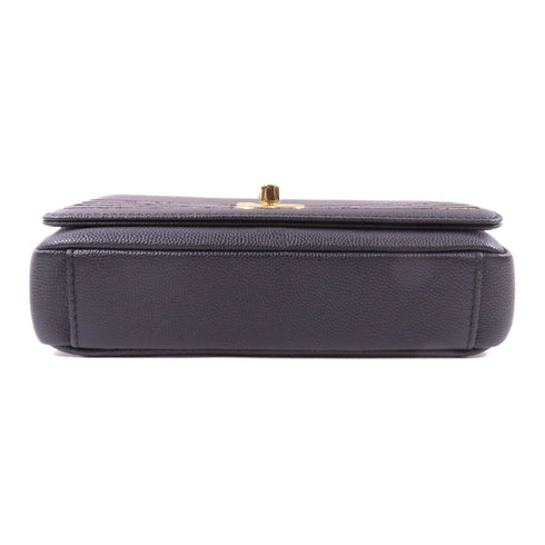 CHANEL CC GHW Waist Bag Calfskin Leather Black