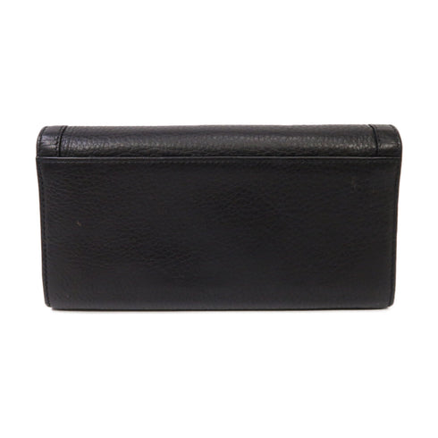 GUCCI GG GHW Long Wallet 257018 Bamboo/Calfskin Leather Black