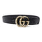 GUCCI GHW GG Marmont Pearls Belt 453260 Leather Black