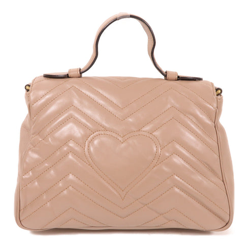 GUCCI GG GHW GG Marmont 2 Way Shoulder Bag 498110 Calfskin Leather Nude Pink