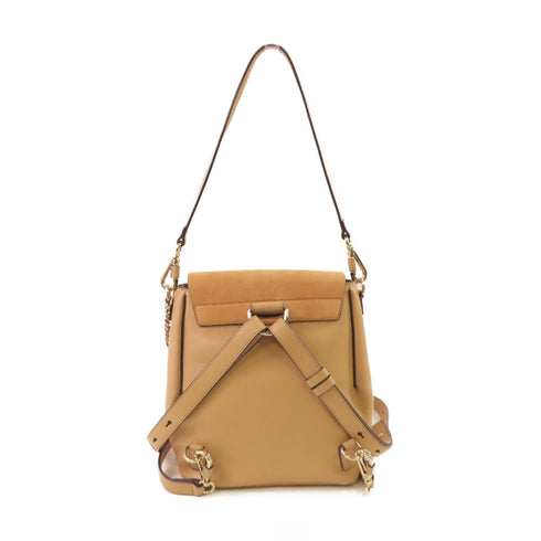 Chloe GHW Shoulder Bag Backpack Rucksack Calfskin Leather Suede Brown