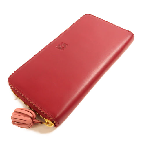 LOEWE GHW Long Wallet Purse 113N95.F13 Lambskin Leather Red