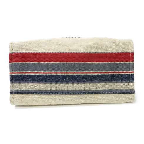 CHANEL CC SHW Deauville Tote 2 Way Shoulder Bag Handbag Canvas Beige/Blue/Red