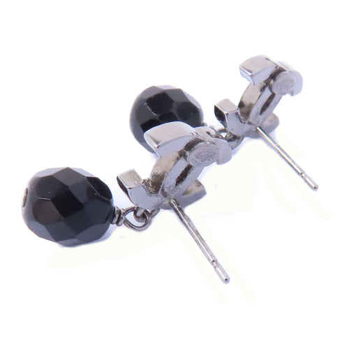 CHANEL CC Earrings Accessories PVC Metal Silver Black