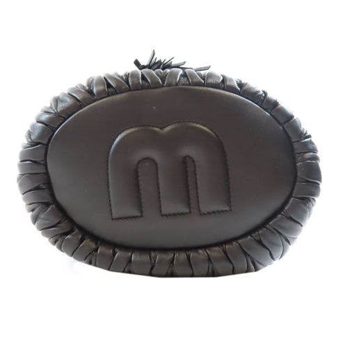 MIU MIU GHW Shoulder Bag 5BE037 Lambskin Leather Black