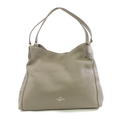 COACH GHW Shoulder Bag H1592 Calfskin Leather Grey