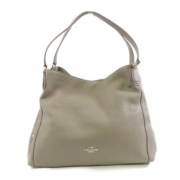 COACH GHW Shoulder Bag H1592 Calfskin Leather Grey