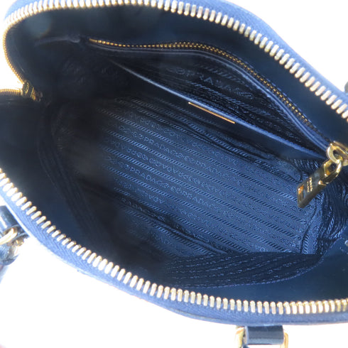PRADA GHW North South Dome 2 Way Bag BL0909 Saffiano Vernice Navy