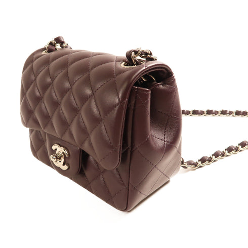 CHANEL CC SHW Classic 17 Chain Shoulder Bag Lambskin Leather Purple