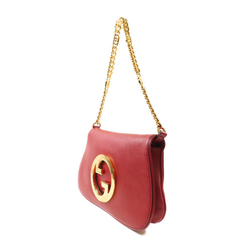 GUCCI GG GHW Blondie Shoulder Bag 699268 Calfskin Leather Red