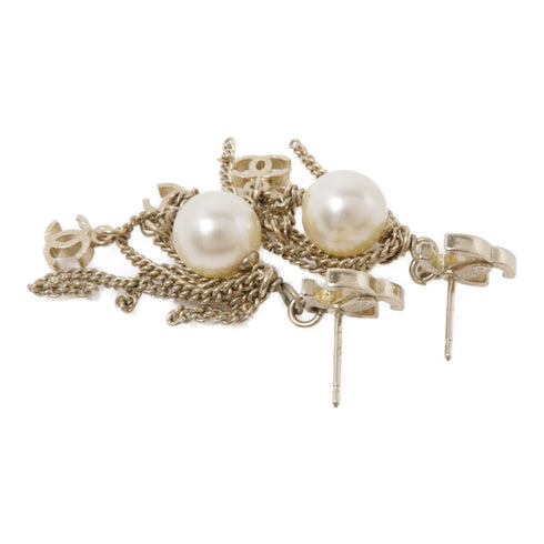 CHANEL CC Earrings Accessories 09A Metal PVC Gold White