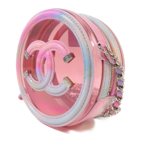 CHANEL CC SHW Chain Shoulder Bag Crossbody Bag PVC Pink Light Blue