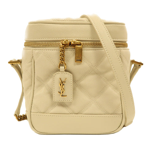 YVES SAINT LAURENT YSL GHW Vanity Shoulder Bag 649779 Calfskin Leather Beige