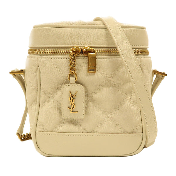 YVES SAINT LAURENT YSL GHW Vanity Shoulder Bag 649779 Calfskin Leather Beige