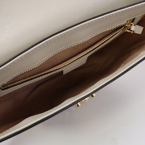 GUCCI GG Padlock Shoulder Bag 644524 Calfskin Leather Coated Canvas Yellow White