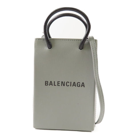 BALENCIAGA SHW 2 Way Shoulder Bag Calfskin Leather Gray