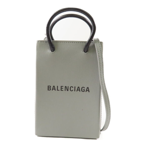 BALENCIAGA SHW 2 Way Shoulder Bag Calfskin Leather Gray