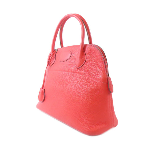 HERMES PHW Bolide 27 2 Way Shoulder Handbag Taurillon Clemence Rose Jaipur Red