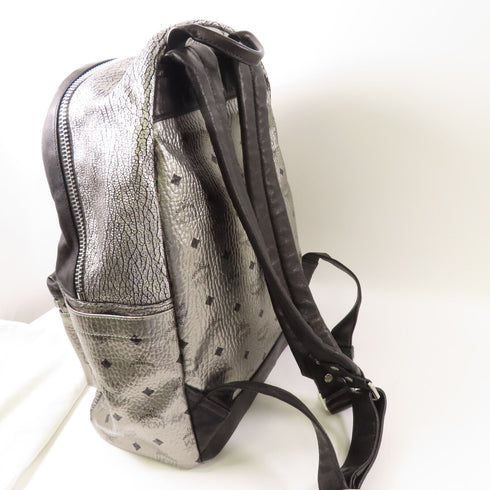 MCM SHW Stark Insignia Backpack MUK6AVE66SV001 Leather Silver/Black