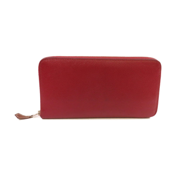 HERMES PHW Silk'In Classique Long Wallet Round Wallet Epsom Leather Red