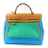 HERMES GHW Herbag PM 2way Shoulder Bag UMN007KD Canvas Calfskin Leather Blue