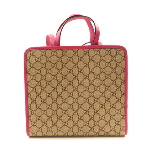 GUCCI GG SHW Shoulder Tote 2Way Shoulder Bag PVC Coated Canvas 630542 Brown/Pink
