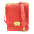 CHANEL CC Quilted GHW Boy Chain Shoulder Bag Calfskin Leather Red