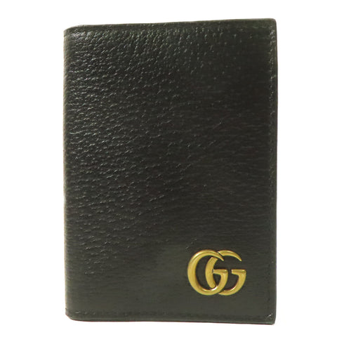 GUCCI GG GHW Card Case 428737 Calfskin Leather Black