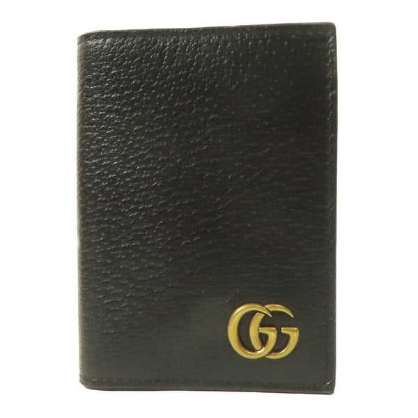 GUCCI GG GHW Card Case 428737 Calfskin Leather Black