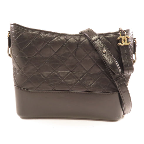 CHANEL Quilted CC Gabrielle Large Hobo Chain Shoulder Bag Calfskin Black