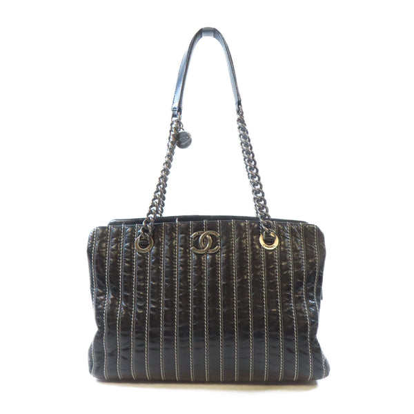 CHANEL CC SHW Chain Shoulder Bag Calfskin Leather Black v2