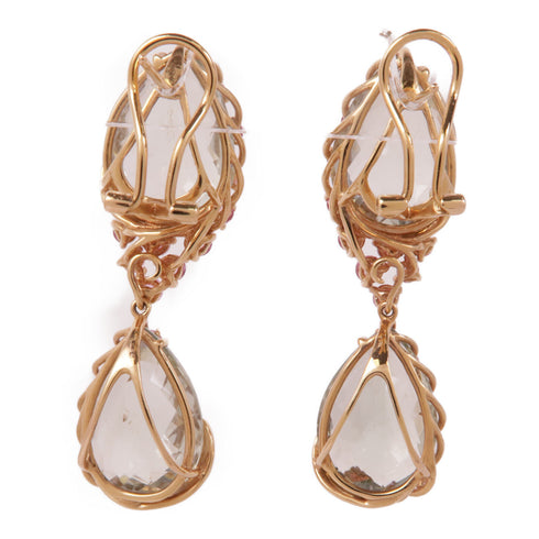 JEWELRY 20.4g Topaz Diamond Earrings 18K Yellow Gold