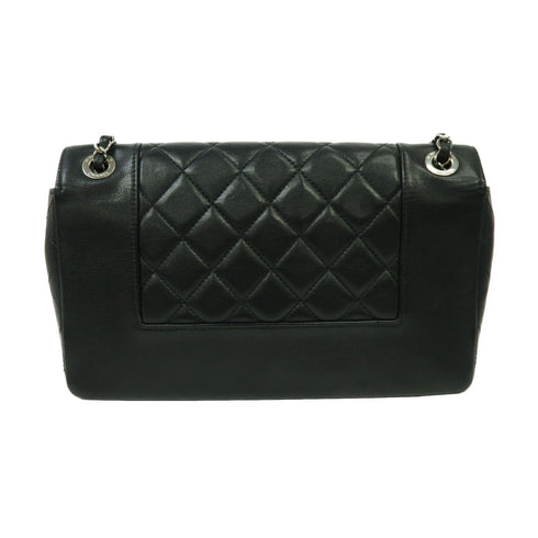 CHANEL Quilted CC SHW Mademoiselle Chain Shoulder Bag Calfskin Leather Black