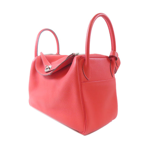 HERMES PHW Lindy 30 2 Way Shoulder Bag Clemence Leather Q5 Rouge Casaque Red