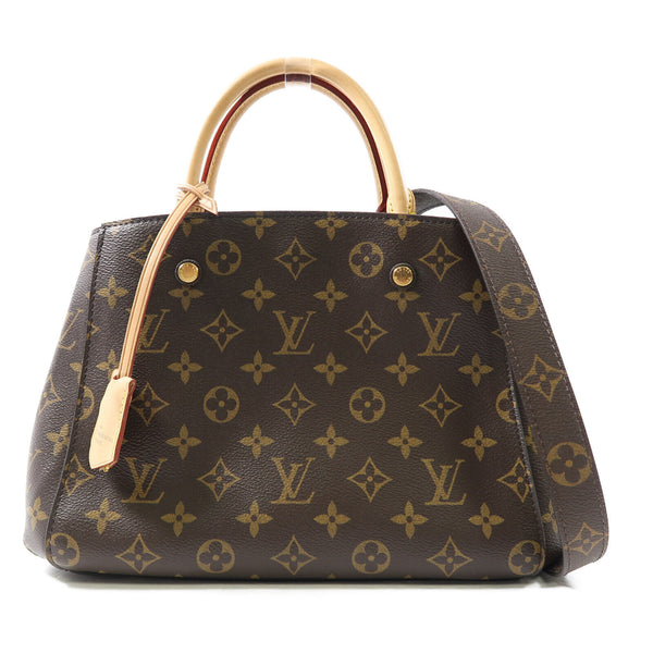 LOUIS VUITTON LV GHW Montaigne 2 Way Bag M41055 Monogram Brown v1