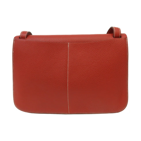 HERMES PHW Halzan 31 2 Way Shoulder Bag Handbag Clemence Leather Red