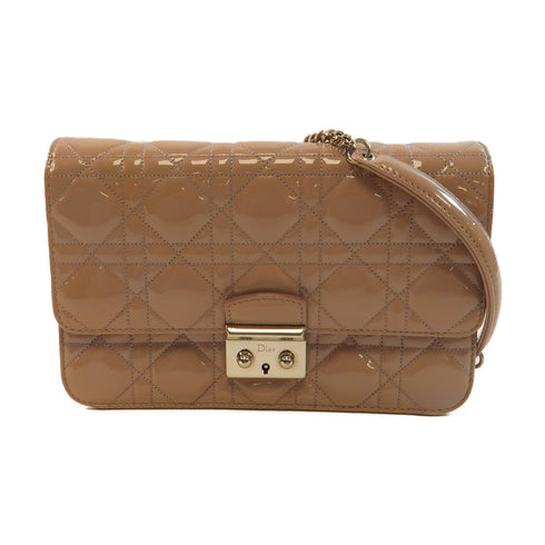 Dior SHW Miss Dior Chain Shoulder Bag Patent Leather S0257 Purple