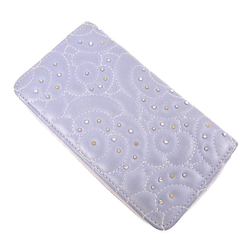 CHANEL CC SHW Zipper Wallet A82284 Lambskin Leather Light Blue