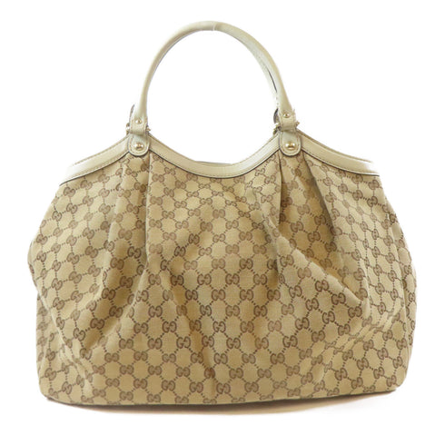 GUCCI GG GHW Sukey Tote Bag Shoulder Handbag 211943 Canvas Brown