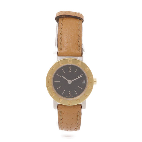 BVLGARI Bvlgari Bvlgari Quartz Watch BB23SGL Stainless Steel/Leather Black