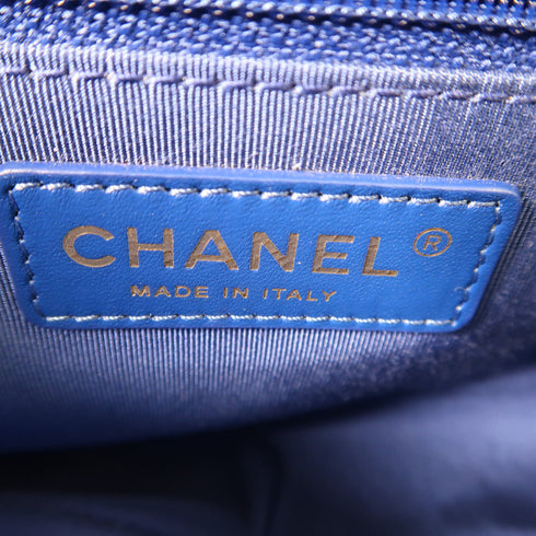 CHANEL Quilted CC GHW Chain Shoulder Bag Calfskin Leather Black/Blue v1