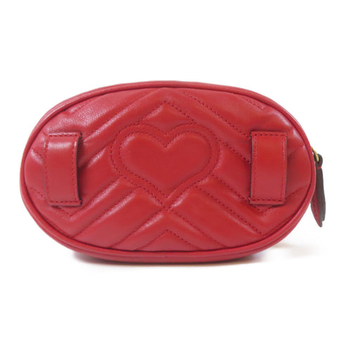 GUCCI GG GHW GG Marmont Waist Body Bag Calfskin Leather Red