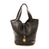 HERMES GHW Picotin MM Tote Bag Clemence Leather 89 Noir